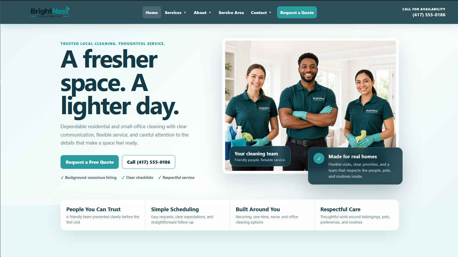 BrightNest Cleaning One-Page Website Template