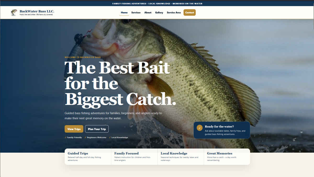 Backwater Bass One-Page Website Template