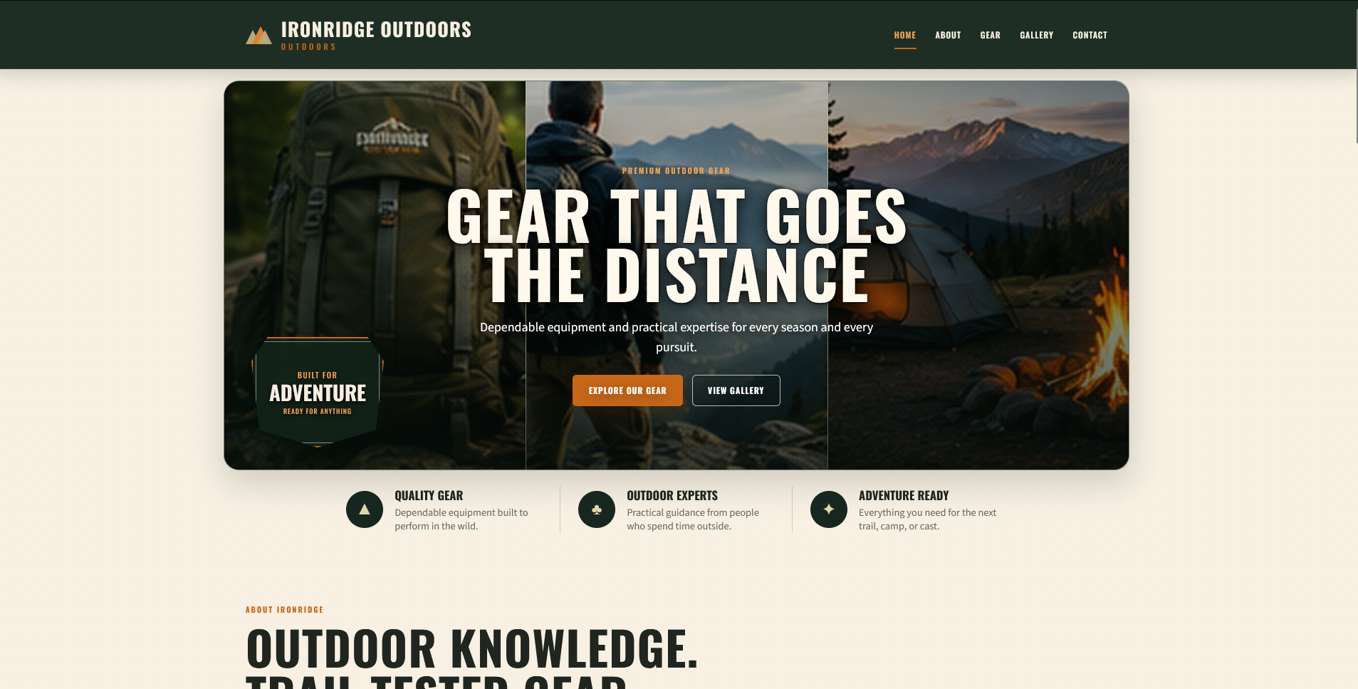 IronRidge Contractor One-Page Website Template