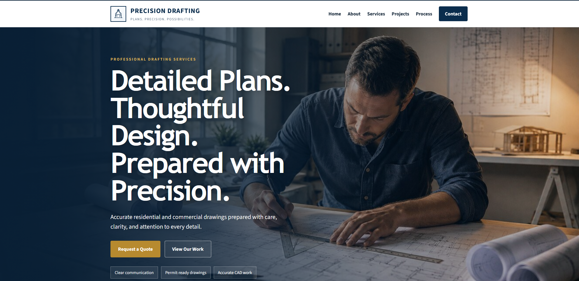 Precision Drafting One-Page Website Template