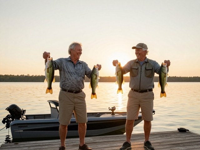 Anglers displaying fish after a successful outing.