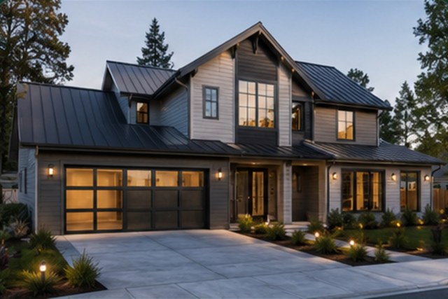 A completed custom home designed from detailed plans and elevations.